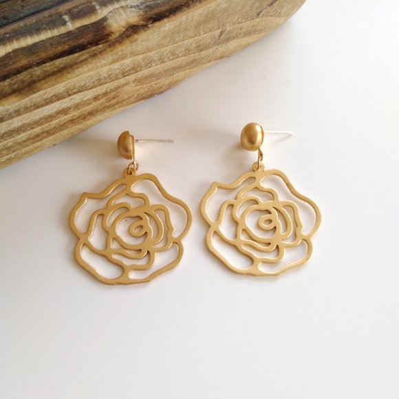 💙S925 GOLD FLOWER EARRINGS - Picture 7 of 12